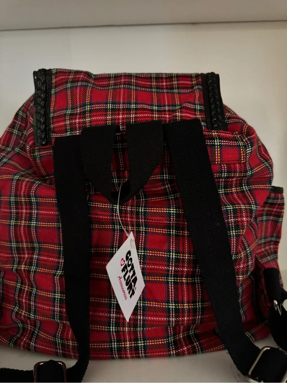 NWT Gotta Flurt Westwood Red Tartan Plaid Patent Mini Backpack Y2K Grunge